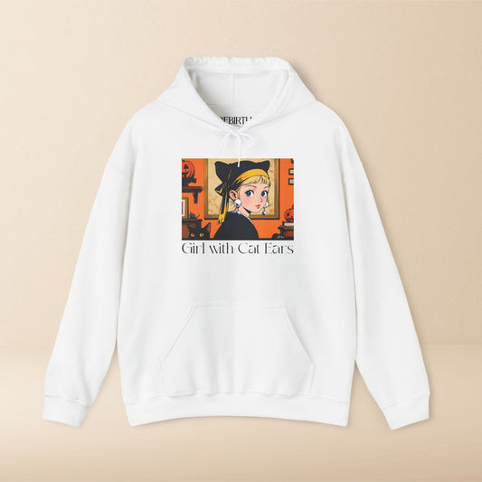 Juju FW01 Girl with a Pearl Earring, Cat Ears and Pumpkins Hooded Sweatshirt