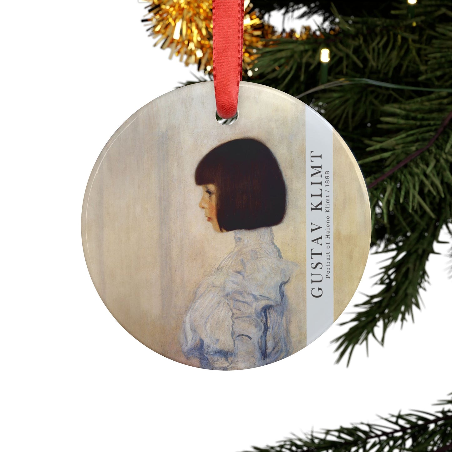 Klimt Portrait of Helene Klimt 1898 Acrylic Ornament with Ribbon