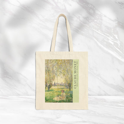 Monet Woman Seated Under the Willows 1880 Cotton Canvas Tote Bag