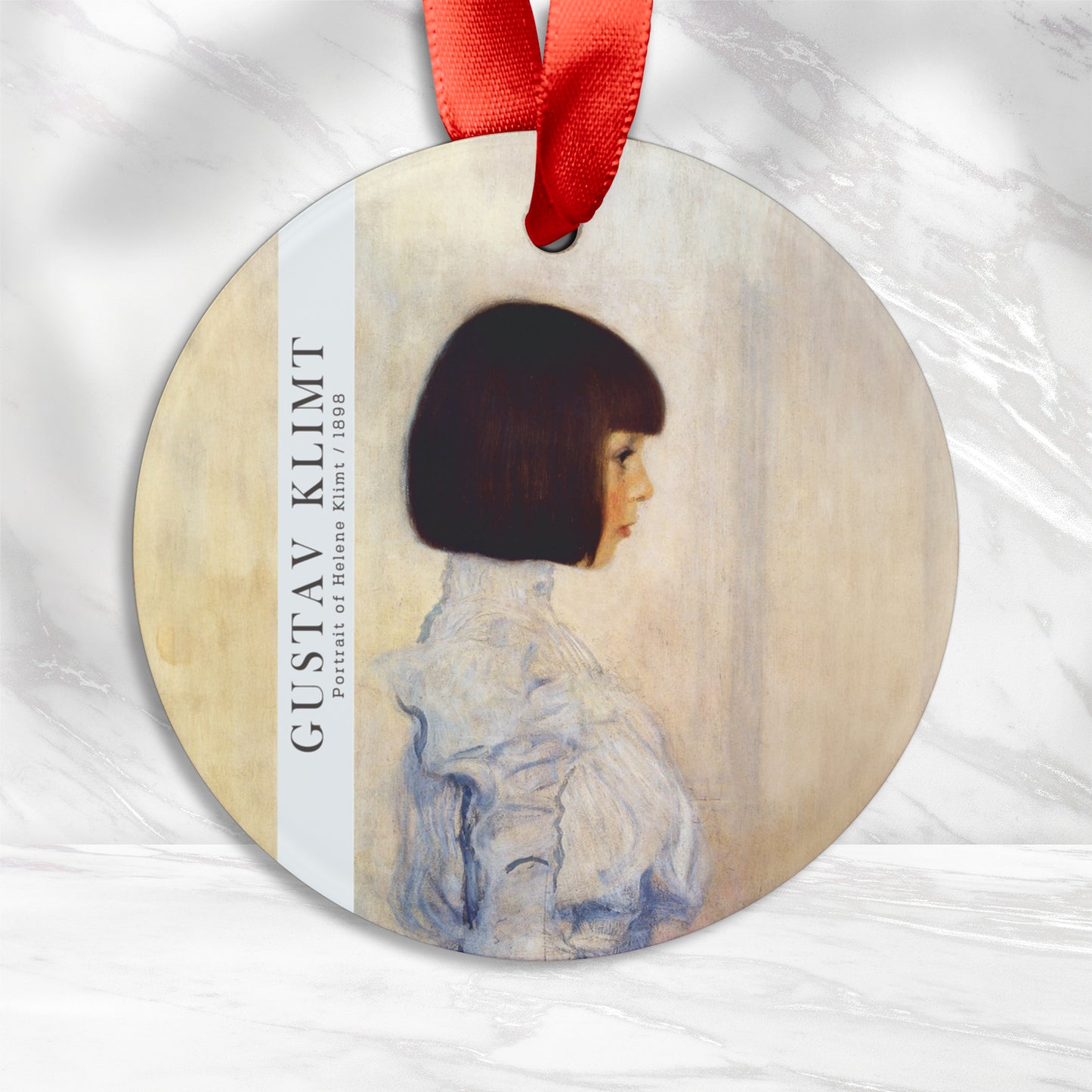 Klimt Portrait of Helene Klimt 1898 Acrylic Ornament with Ribbon